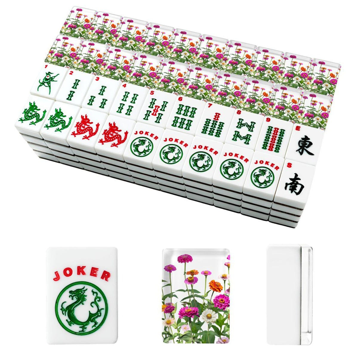 Americal Mahjong Tiles with Floral Design