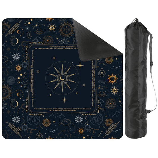 dark blue celestial mahjong mat with a bag
