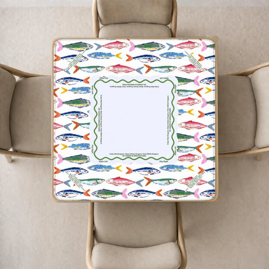 mahjong mat with fish pattern