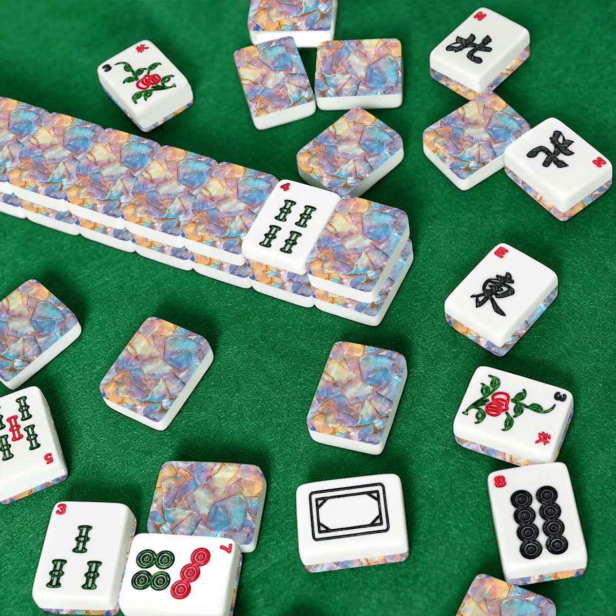 American Mahjong Tiles printed Mother of Peral Design