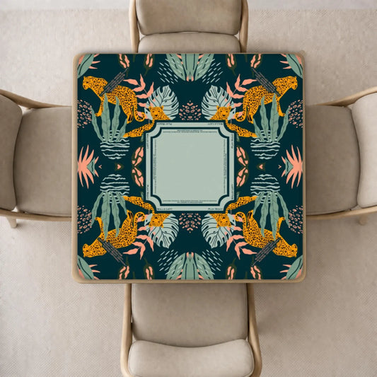 luxury jungle mahjong mat in green and orange
