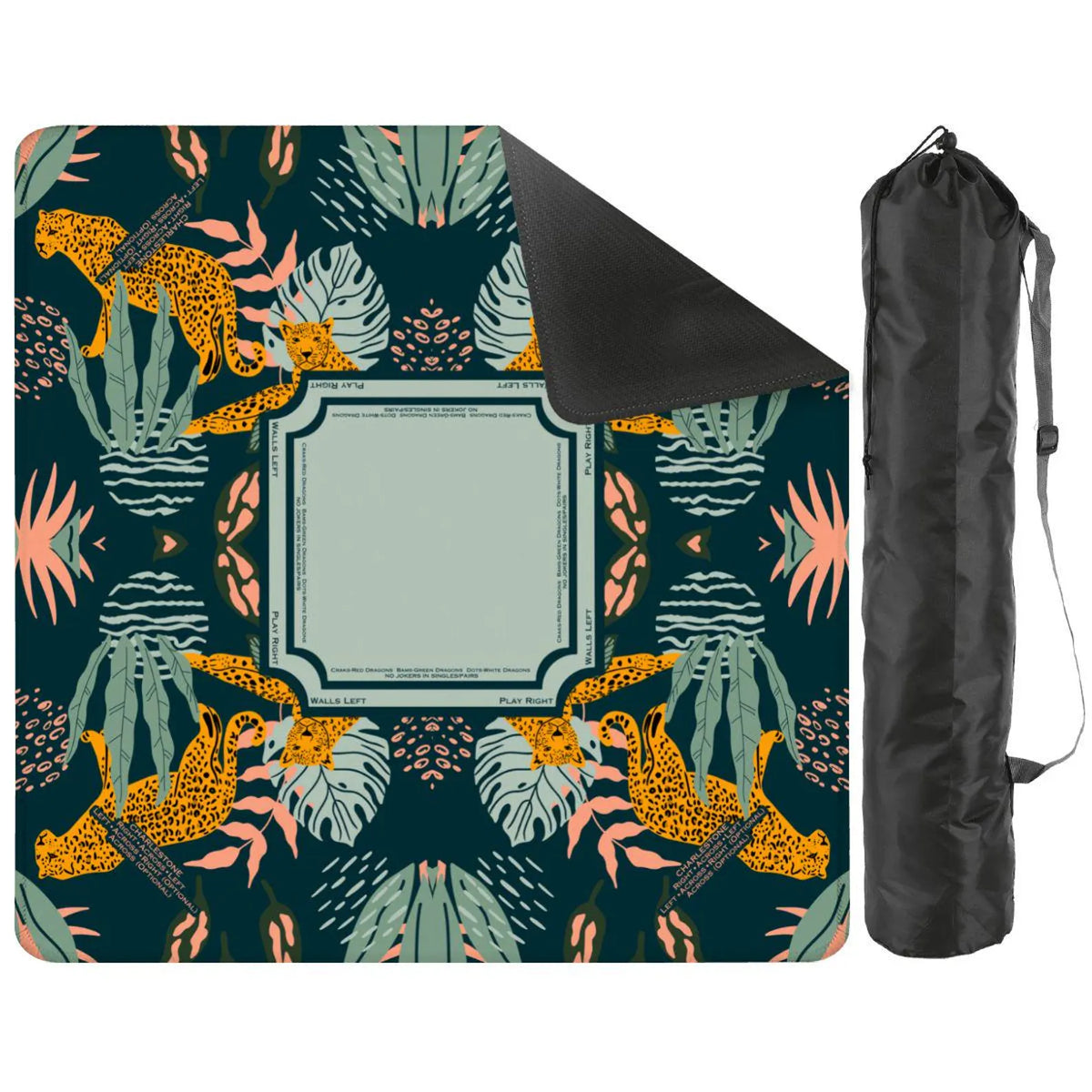 jungle mahjong mat with canvas bag
