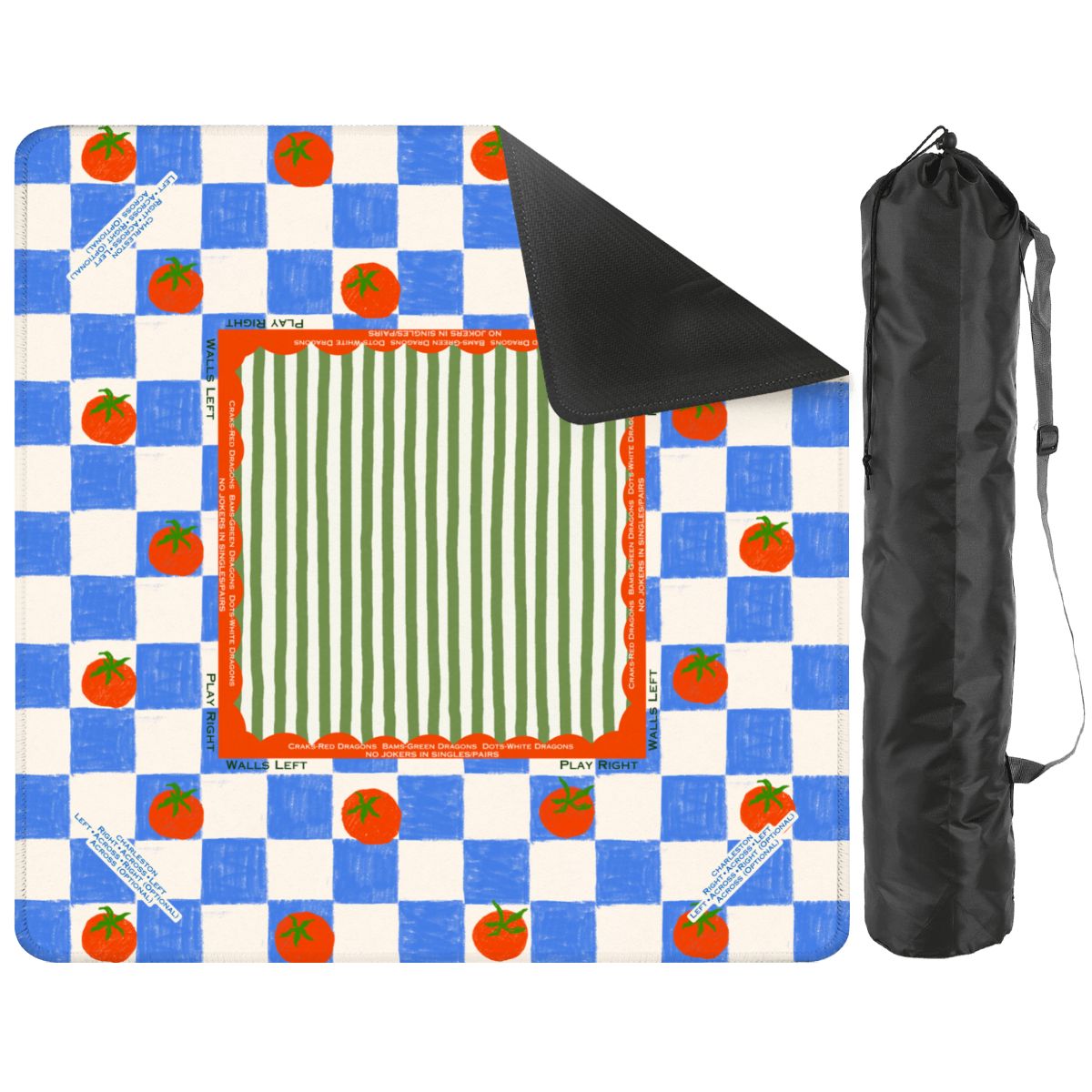 tomato mahjong mat with canvas bag