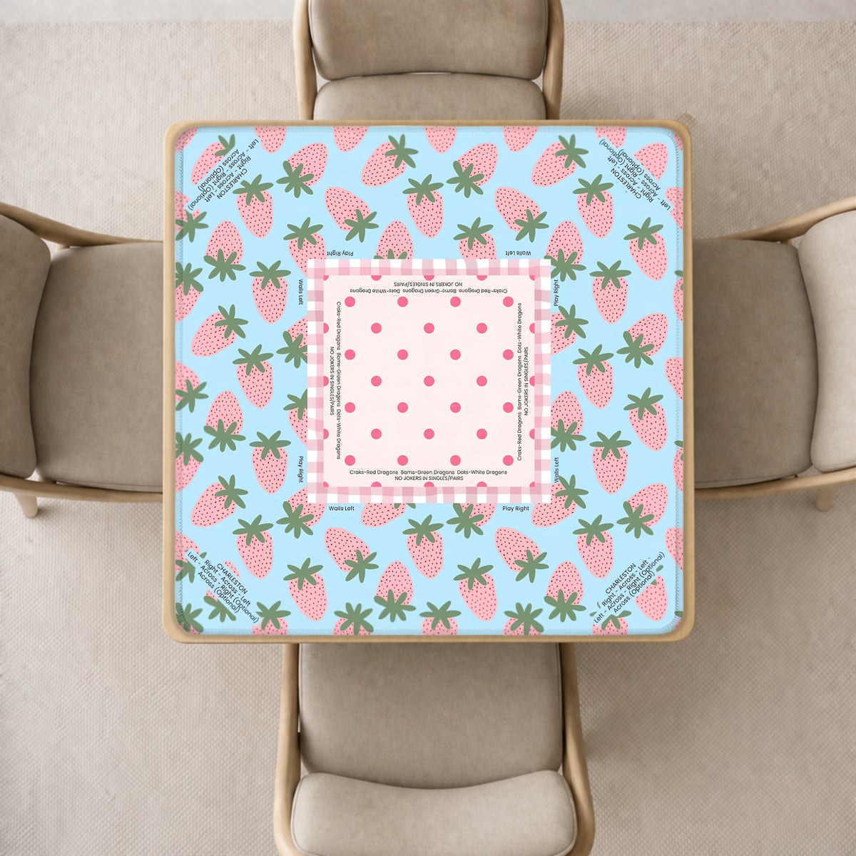strawberry mahjong mat with rules
