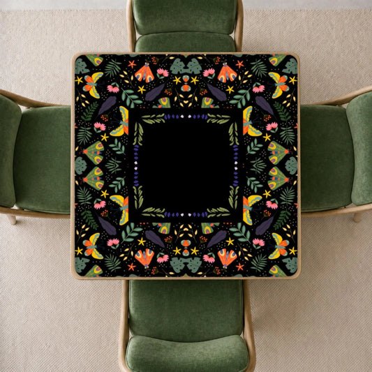 night moth mahjong mat with botanicals